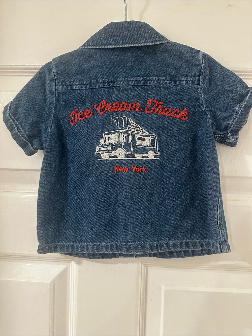 Old Navy Blue Denim 'Ice Cream Truck' Embroidered Shirt
